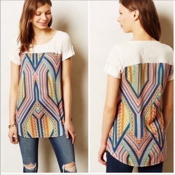 ANTHROPOLOGIE Meadow Rue Solvo Printed Tunic Top - XS - Picture 1 of 10